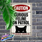 Beware Of The Cat Metal Sign Vintage Home Protection Tin Poster 8x12