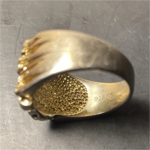 Men's 925 Sterling Silver Two-Tone Gold/Silver Band Ring, No Stone