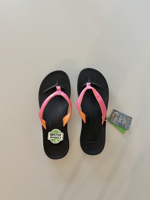 NEW Sanuk Cosmic Shores Yoga Flip Flops Thongs Sandals Pink Black 9