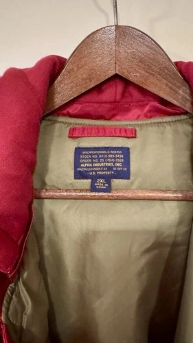Alpha Industries Men’s MA-1 Natus Insulated Jacket Red Olive Lining Size 2XL image 6