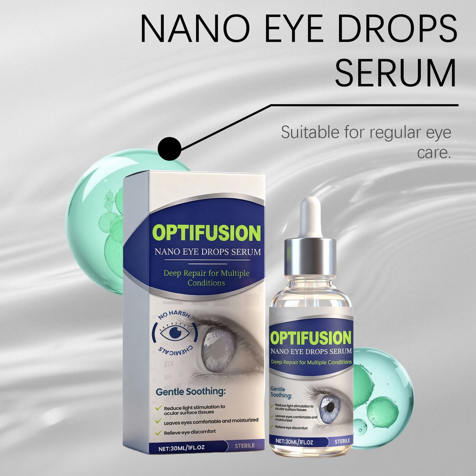OptiFusion Nano Eye Drops Serum Essence 30ML Gentle Care Liquid Eyes Relief