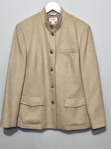 Talbots Pure 100% Camel Hair Tan Blazer Jacket Mandarin Nehru Band Collar Sz 16