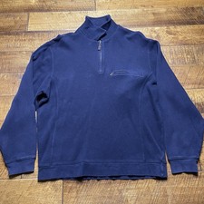 Pendleton Sweater Mens L Blue 1/4 Zip Pocket Pullover Outdoor Casual