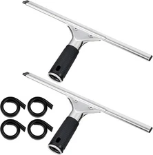 6 Pcs 12" Steel Window Squeegee Set, Streak-Free Glass Cleaning