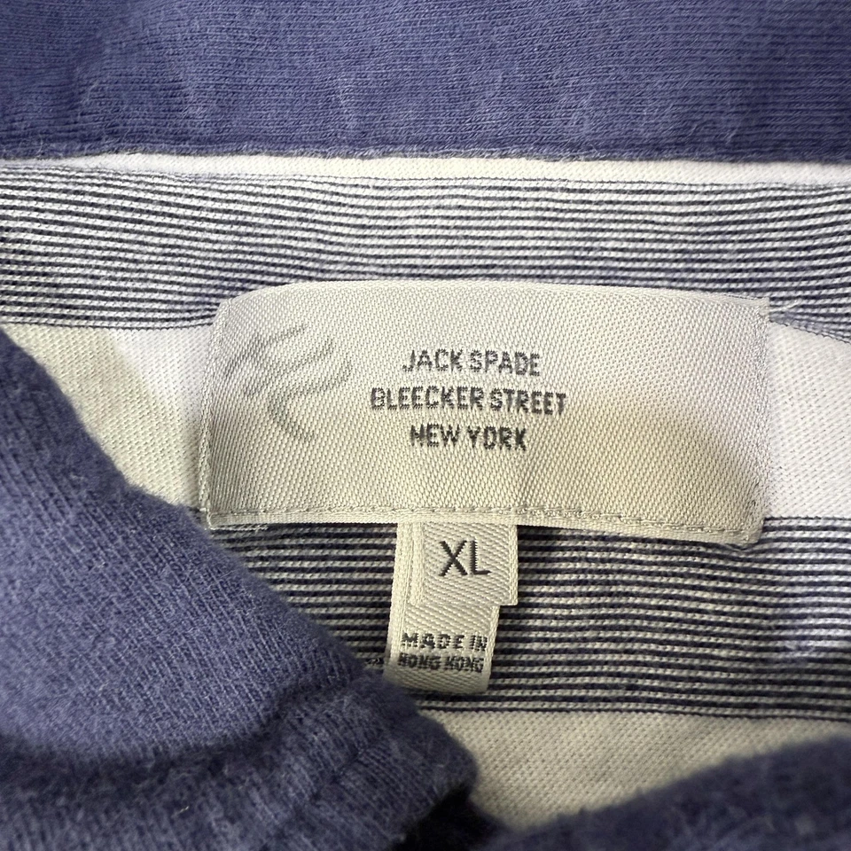 Jack Spade Polo Shirt Mens XL Blue White Striped Pocket Cotton Rugby Preppy - Image 4 of 4