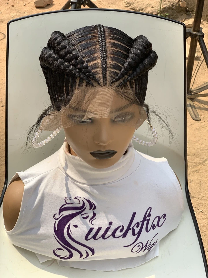 Peruca trançada trançada tranças francesas, tranças caixa sem botões, peruca de trança frontal, peruca de trança, ponto - Imagem 3 de 4