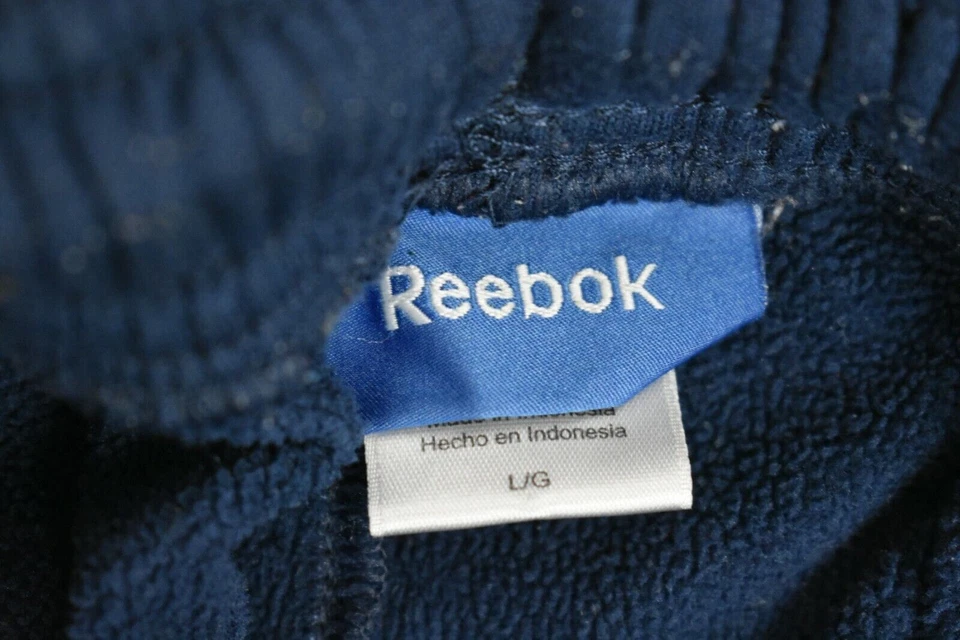 Calça de moletom Reebok masculina azul marinho elástica e cordão cintura listra verde neon G - Imagem 3 de 4