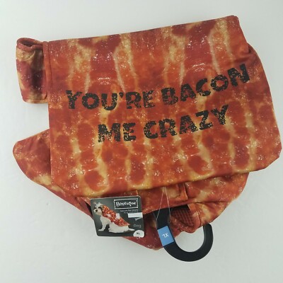 Brand New Crispy Bacon Dog Pet Costume CRINKLE SOUNDING FABRIC XL Extra Large