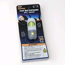 Dog Poop Bag Dispenser w/Built-in LED Light, Metal Clip for Leash