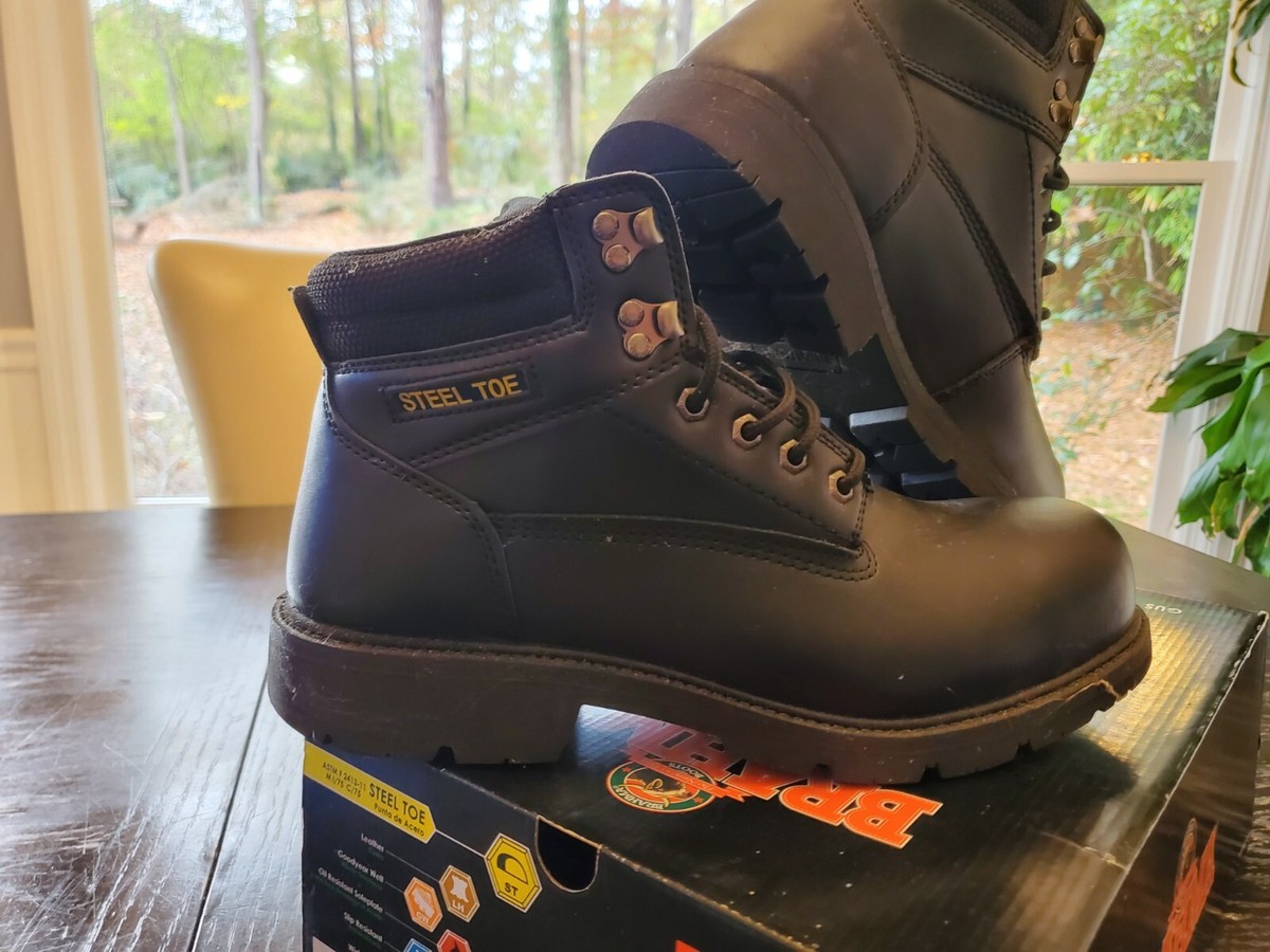 Brahma Bravo II Mens Black Waterproof Leather Work Boots Wide 13W Oil Resistant Brahma Black Brave II Mens Work Boots (Steel Toe, Oil  main image 4