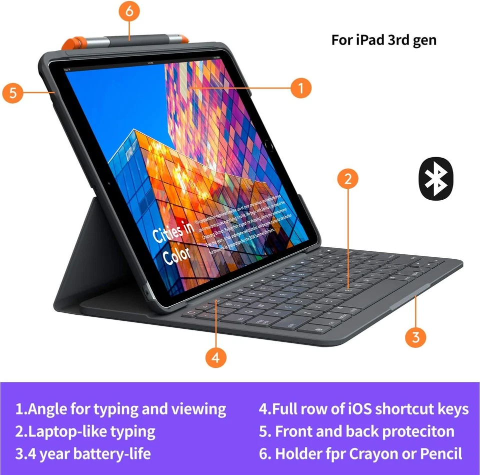 Custodia con tastiera Logitech Slim Folio per iPad Air 3a generazione QWERTY IT - Imagen 4 de 4