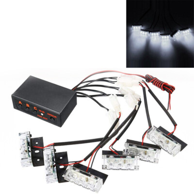 18 LED 6X  Lightbars Grille Strobe Flashing Lights White Beacon Car Truck Light