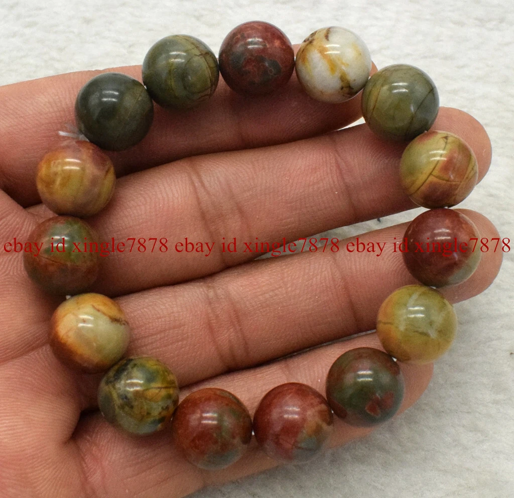 VALENTINO Bracciale Elastico 6 8 10 12 14mm Multicolore Picasso Diaspro Gemme Tonde 7 5" AAA+