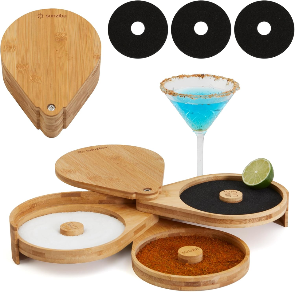 Margarita Salt Rimmer Set | 3-Tier Bamboo Salt Rimmer for Cocktails ...