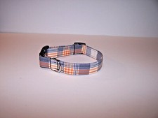 Wet Nose Designs Fall Vibes Orange Gray Plaid Dog Collar Autumn MORE GRAY