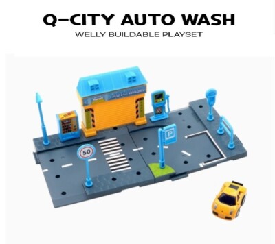 Welly Q City Auto Wash Buildable Connectable Playset Kids Building Mini Car Toy