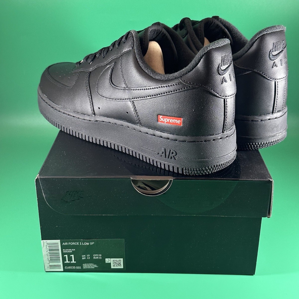 Size 11 - Nike Air Force 1 Low x Supreme Box Logo Black (CU9225