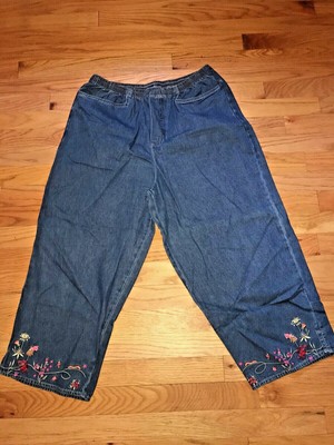 elastic waist denim capris