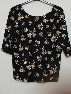 Brandneu mit Etikett Red Herring dunkelbraun Blumenmuster Baumwolljersey Top Größe 20