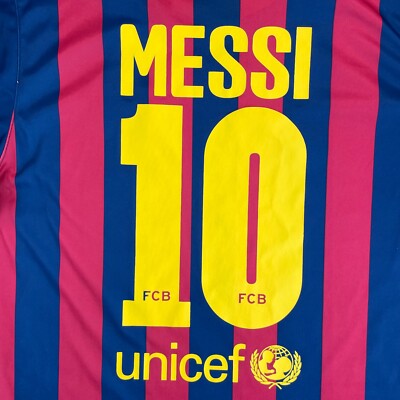 Maillot homme Lionel Messi 10 FC Barcelone Qatar Airways rayé grand t-shirt | eBay