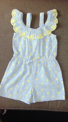 Penelope Mack Playsuit 100 % Baumwolle Blumennähte 2y 92 cm hellblau/gelb neu mit Etikett