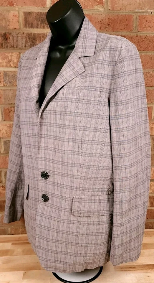 Blazer chaqueta a cuadros gris talla 8 de lino y algodón Burberry Brit para mujer  Foto 2 de 4