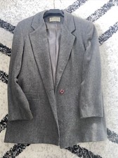 Women’s Dumas Pea Coat Blazer Coat Dress Charcoal Gray Made In USA 100% Wool