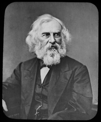 HENRY WADSWORTH LONGFELLOW UM 1890 FOTO Magische Laterne Dia AMERIKANISCHER DICHTER