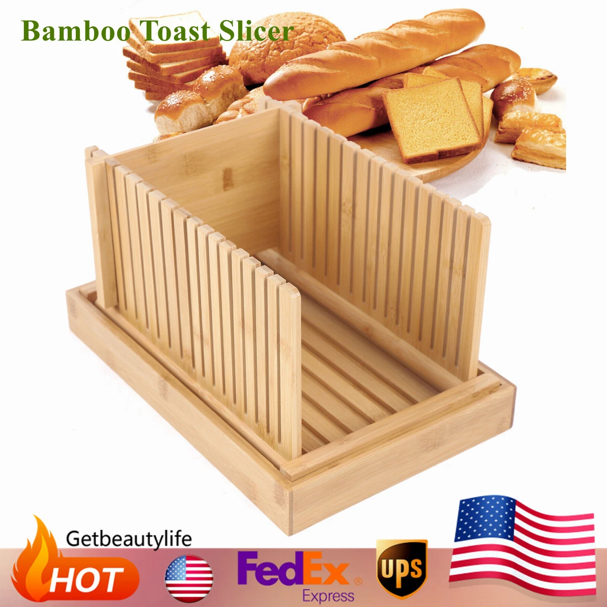 Bamboo Bread Slicer Bread Cutting Tool Foldable For Homemade Bread