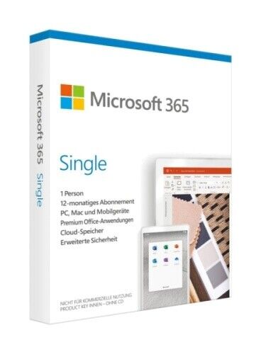 Microsoft 365 Single, 1 Nutzer, 5 Geräte, 1 Jahr, ESD - Bild 1 von 1