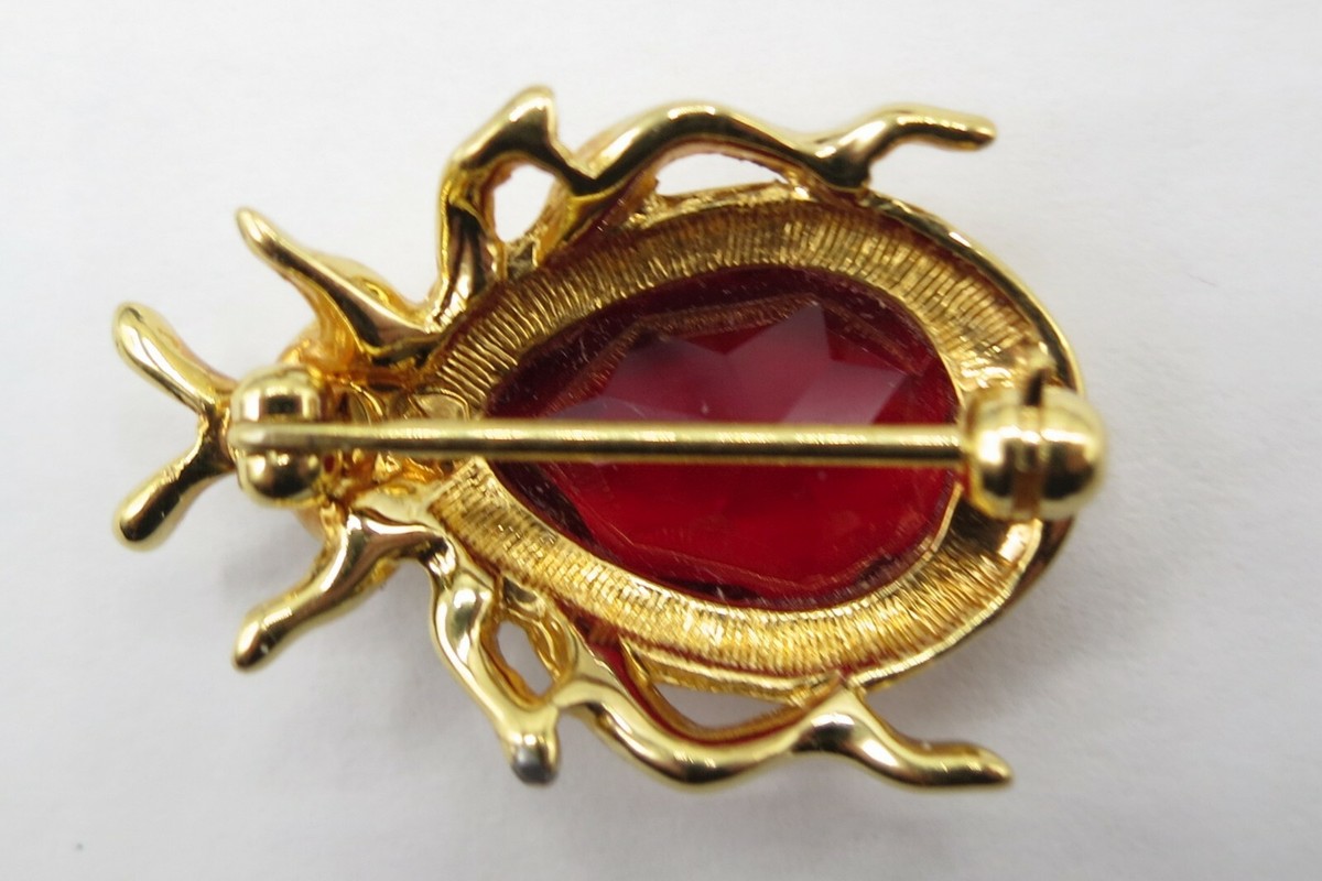 Swarovs Red Crystal Stone Bug Signed Brooch Pin N154 | eBay