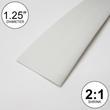 1.25" ID White Heat Shrink Tube 2:1 ratio wrap 2x24"  4 feet inch/ft/to 30mm