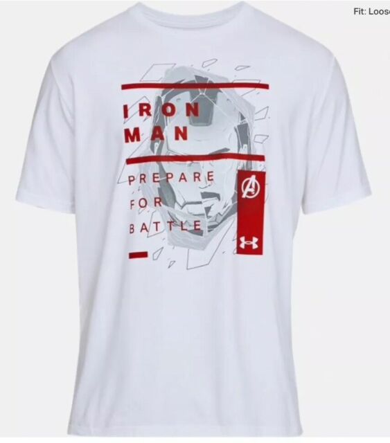 Repetido Berri ritmo Mens Under Armour Iron Man Tony Stark Graphic Shirt 1324514 Large White  Marvel for sale online | eBay