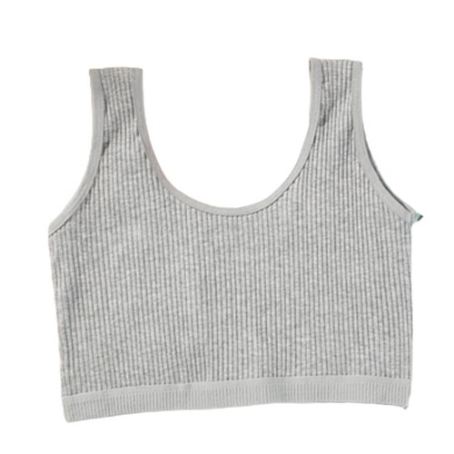 Teenage Girl Cotton Training Bra Ribbed Solid Wide Strap Sports Bralette Vest - Picture 5 of 13