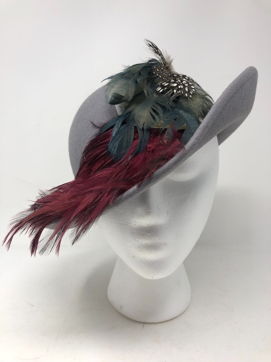 Vintage 100% Wool  MADE IN USA George W Bollman & Co Gray Feather Derby Hat Wool Felt Derby Hat – Village Hat Shop main image 4