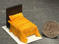 Dollhouse Miniature Bed Orange B 1:48 Quarter inch scale 1/4 F182 Dollys Gallery