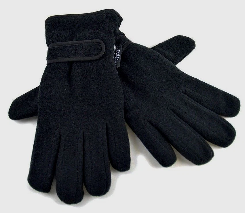 24 x Pairs Black Polar Fleece Gloves Thermal Insulated Winter Warm Wholesale