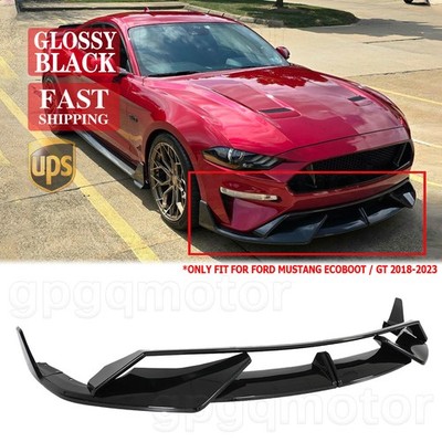 For Ford Mustang Ecoboot /GT 2018-2023 AD Style Gloss Black Front Bumper Lip Kit