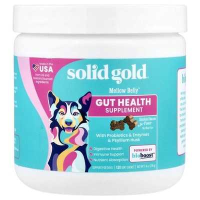 Mellow Belly , Gut Health Supplement, For Dogs, Smoked Bacon, 120 Soft Chews,