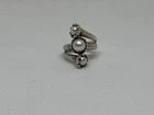 Vintage Israel Sterling Silver Pearl Ring Brutalist Texture Bark Design 925 Sz 8