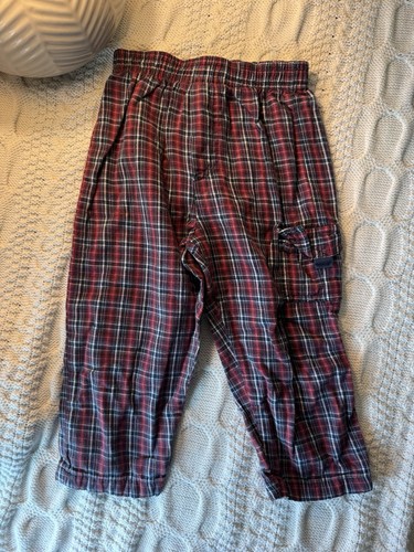3T Vintage 90s Plaid Okie dokie Toddler Boy Pants Elastic Waist