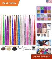 Complete 16 Color Hair Extensions Kit - 8000 Strands  Styling Tools Included