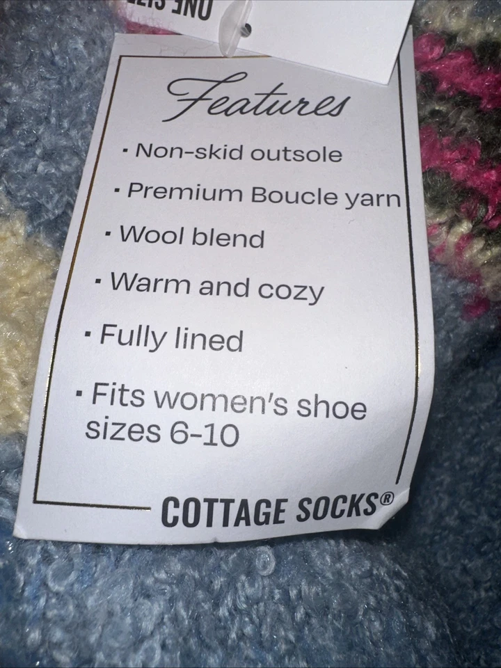 Calcetines Muk Luks para mujer azules cabaña suela antideslizante mezcla de lana se adapta a tallas 6-10 Foto 4 de 4