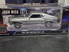 Highway 61 1:18 Scale Diecast John Wick 1969 Ford Mustang Boss 429 In Gray. NEW!