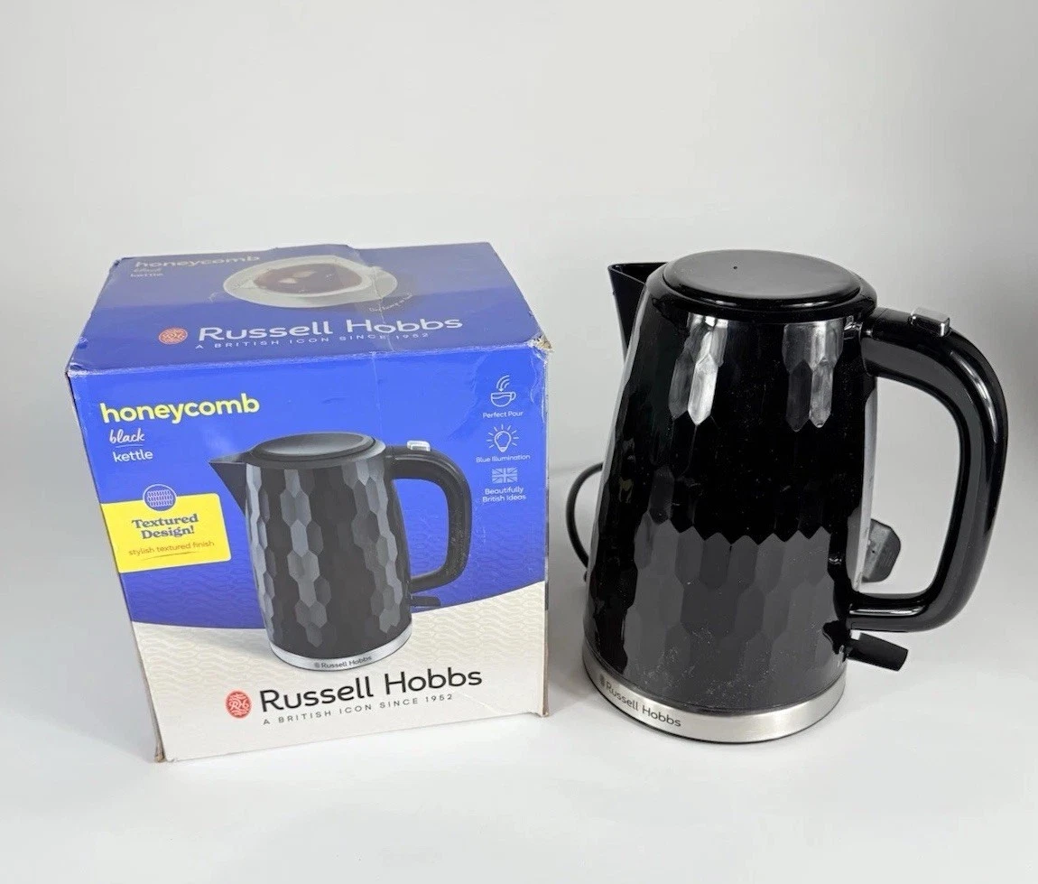 Russell Hobbs 1.7L Honeycomb Electric Cordless Kettle Limescale Filter 3KW Black