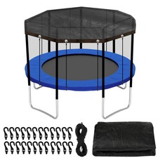 Black Round 12FT Trampoline Cover - 90 Sunblock Shade with Hooks