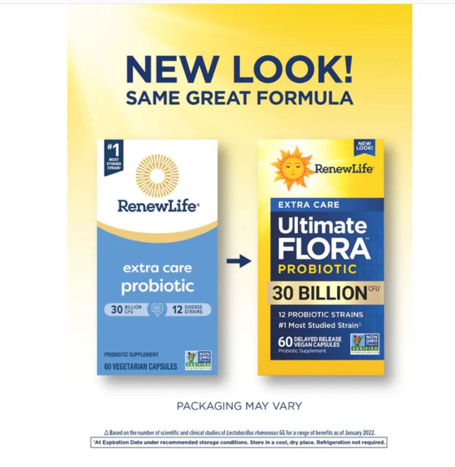 Renew Life Extra Care Ultimate Flora Probiotic 30 Billion CFU 60 Capsules