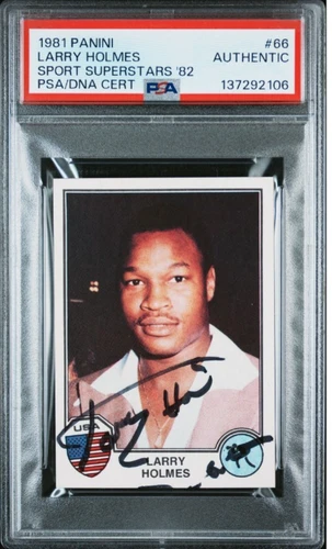 1981 Panini Sport Superstars 66 Larry Holmes Signed Rookie Autograph RC Auto PSA
