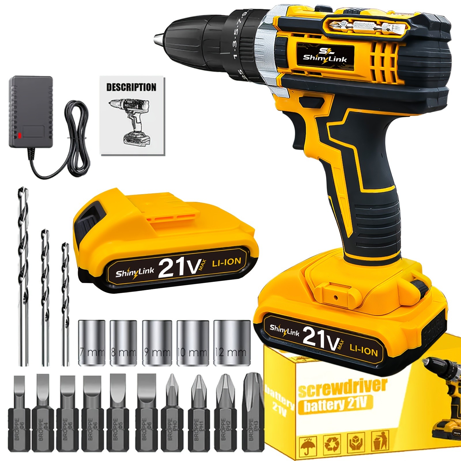 Set] 136pcs Electric Drill Tool Box