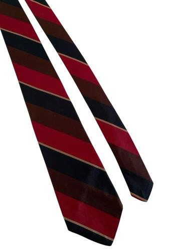 Corbata de seda inglesa vintage Brooks Brothers Makers años 60 azul marino rojo marrón a rayas - Imagen 10 de 14